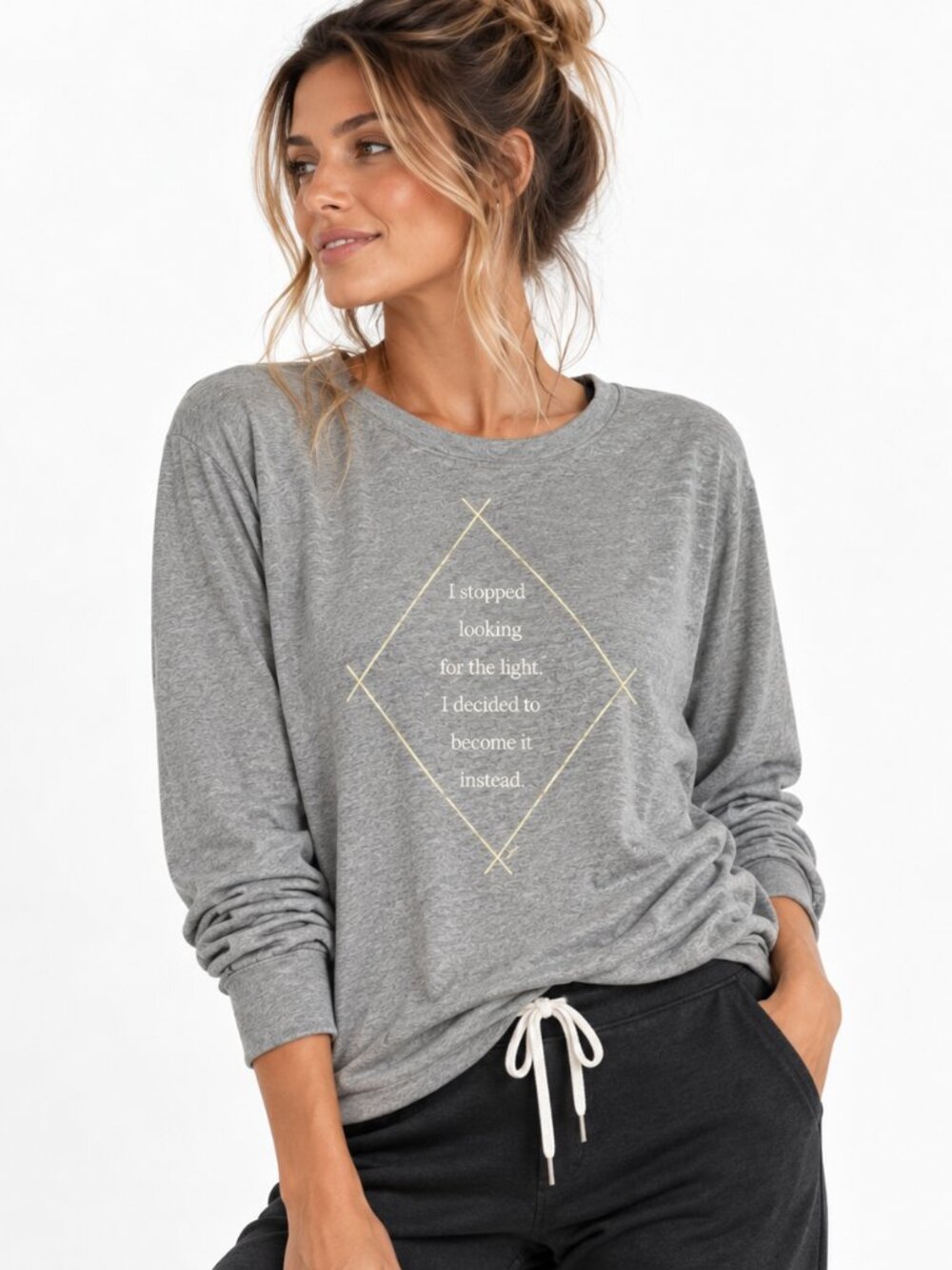 Spiritual Gangster Womens Gray Graphic Sweatshirt Medium Lightweight Yoga Sporty